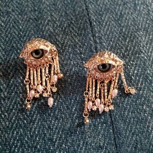 Gold Eye Drop Earrings